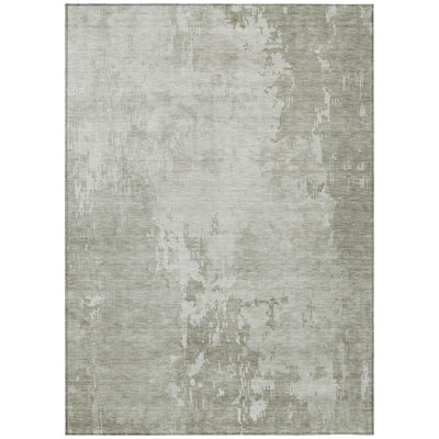 10' X 14' Linen Abstract Washable Indoor Outdoor Area Rug