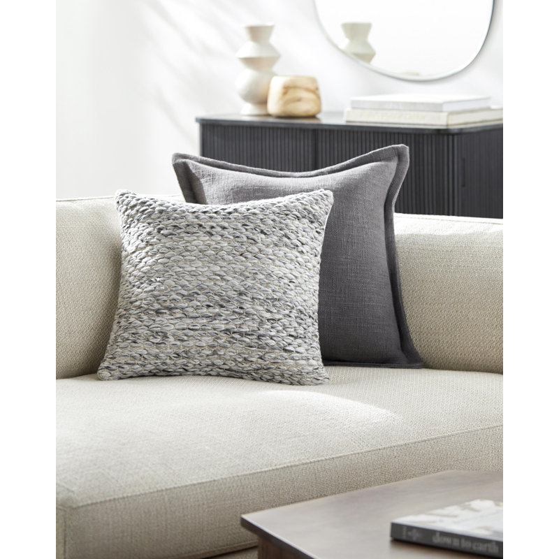 Averill 22'' x 22'' Gray and White Polyester Throw Pillow