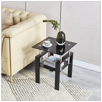 Sophisticated Metal-Legged Tempered Glass Sofa Table for Various Rooms, Combining Modern Design and Durability