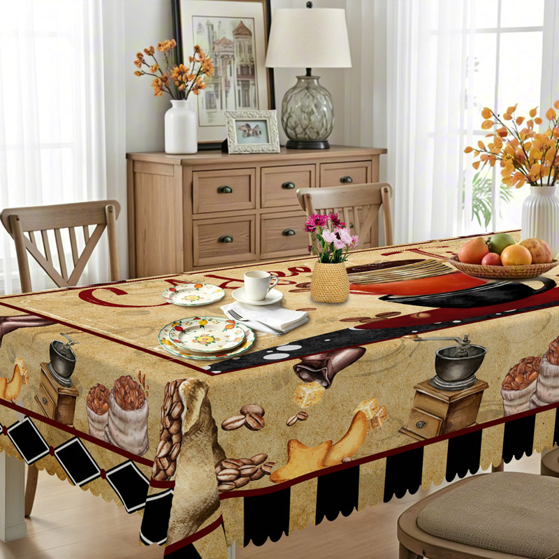 Retro Coffee-Colored Timeless Tablecloth, Washable Rectangular Tablecloth, Ideal for Indoor Dining and Family Gatherings