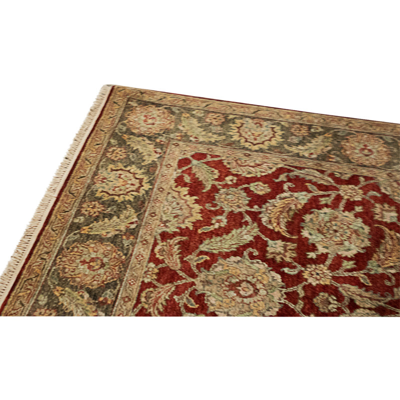 Tapis rouge et noir noué à la main de haute qualité