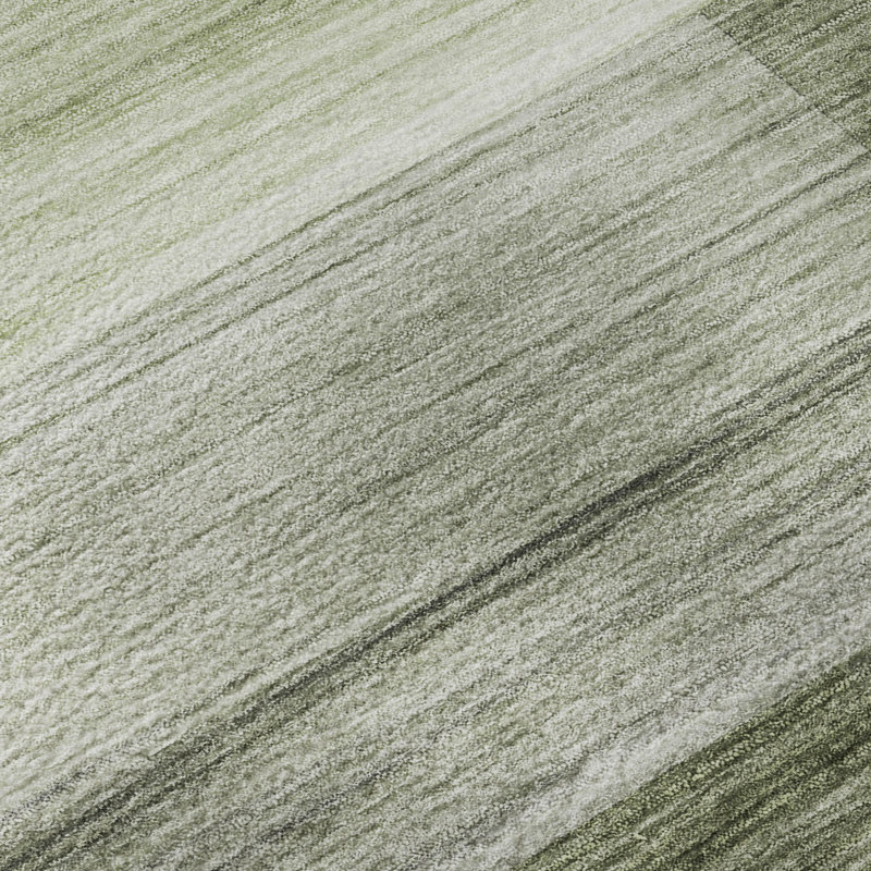 Premium Machine Washable Mayfield AMF2082 Striped Rug, 2'3" x 7'6" Runner, Green