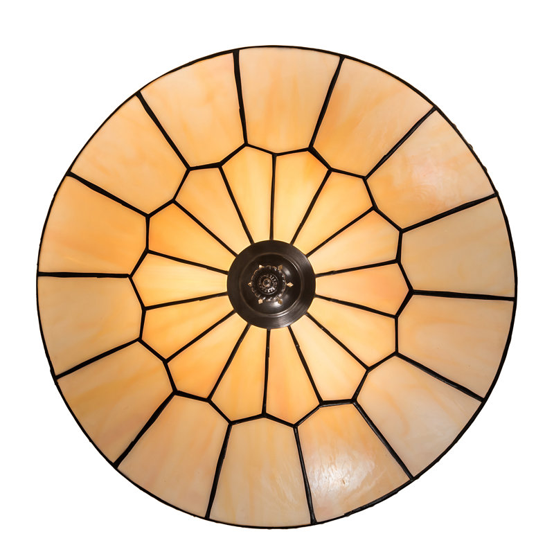 Vincent 3 - Light Flush Mount, 8" H x 15" W x 15" D, Brown, Beige Opal
