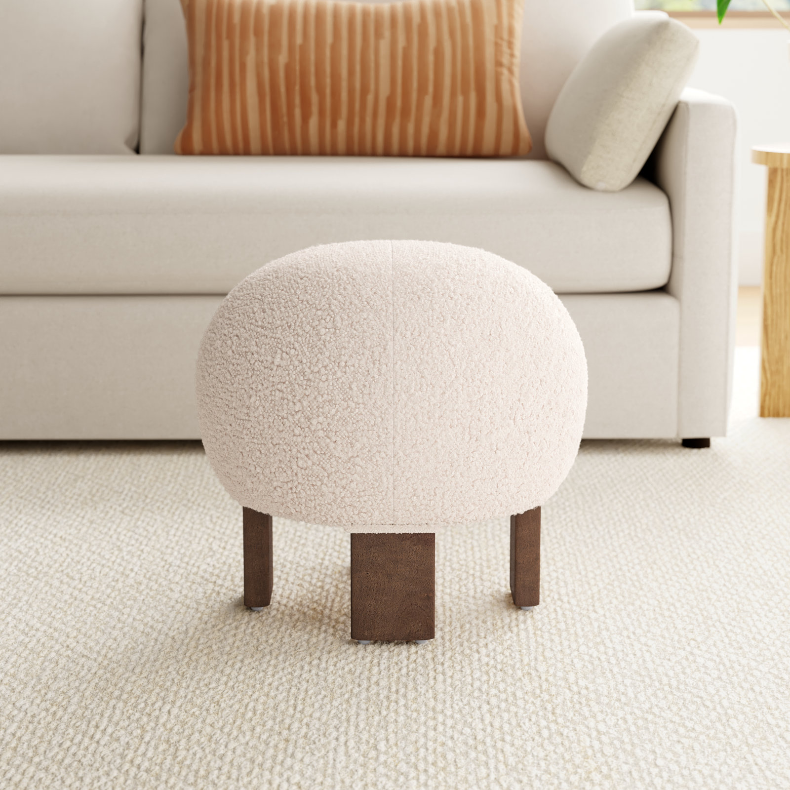 Genna Upholstered Ottoman, Somerton Ash Boucle