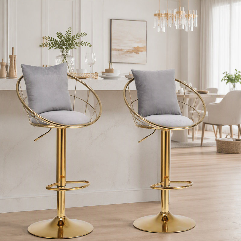 Chaise de bar en velours Peacock Blue