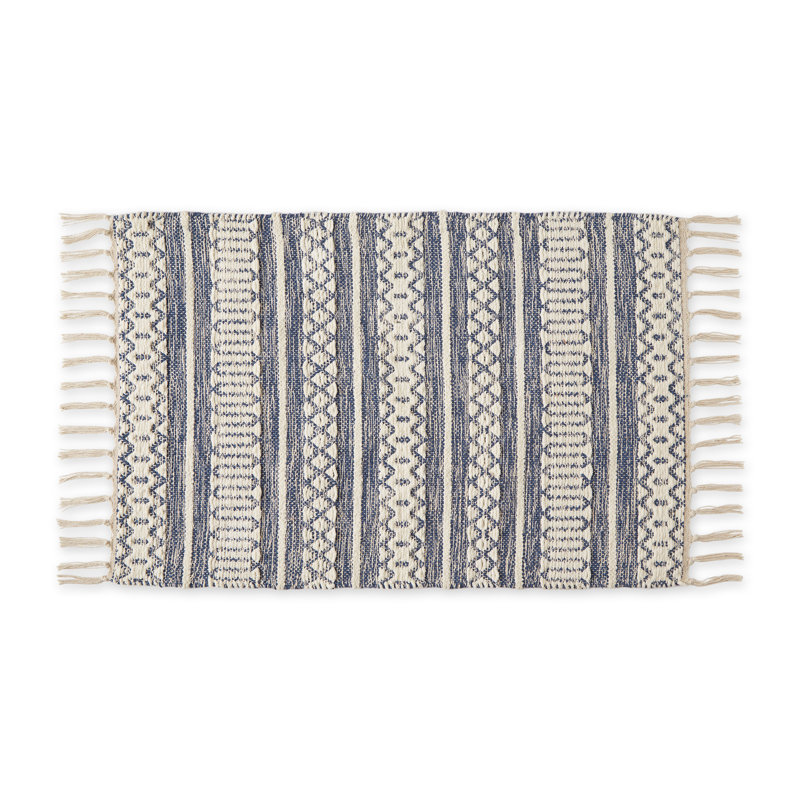 TAPIS CHENILLE DOODLE LINES - BLEU FRANCAIS - 2 X 3 PI