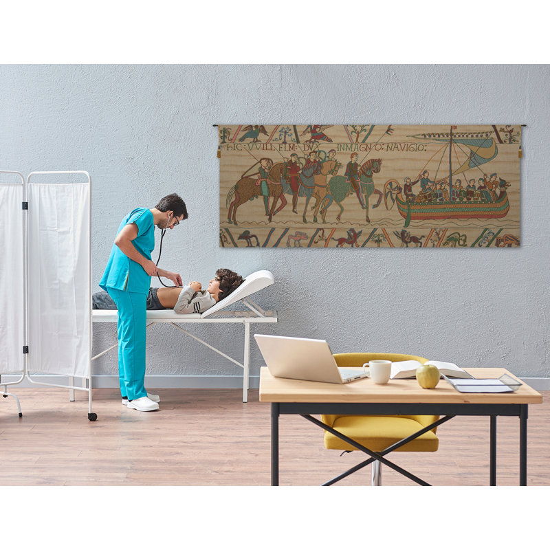 William Embarks Without Border European Tapestry Wall Hanging, 30" H x 75" W x 4" D
