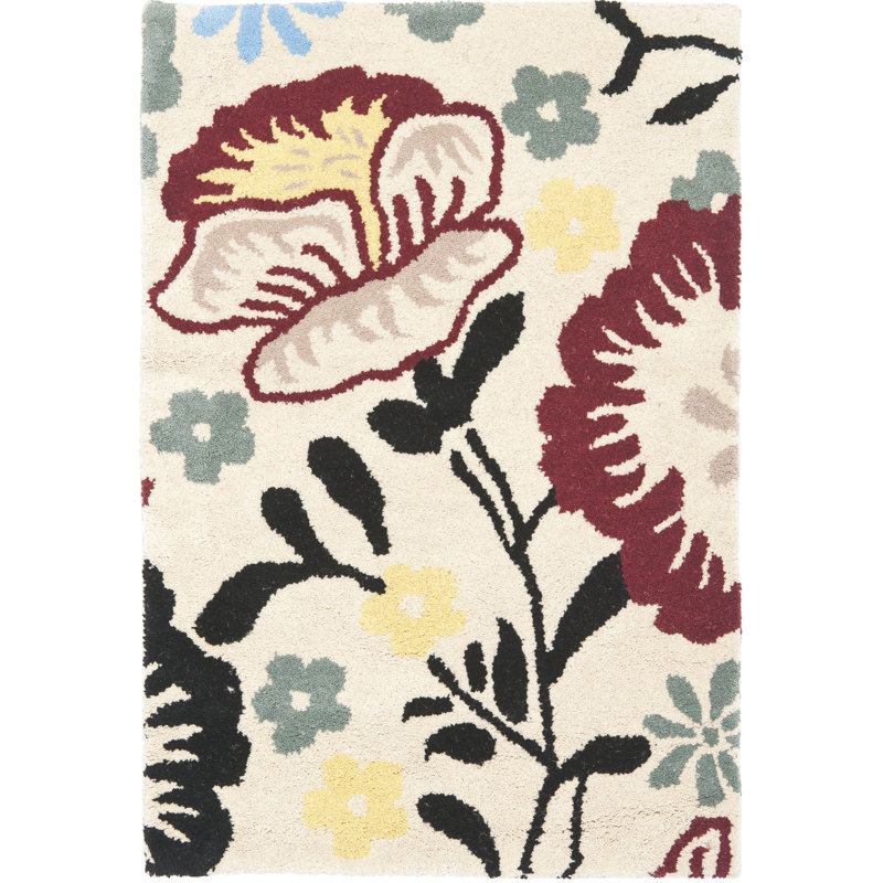 Soho Hand Tufted Wool And Viscose Floral Rug, Rectangle 2' x 3'