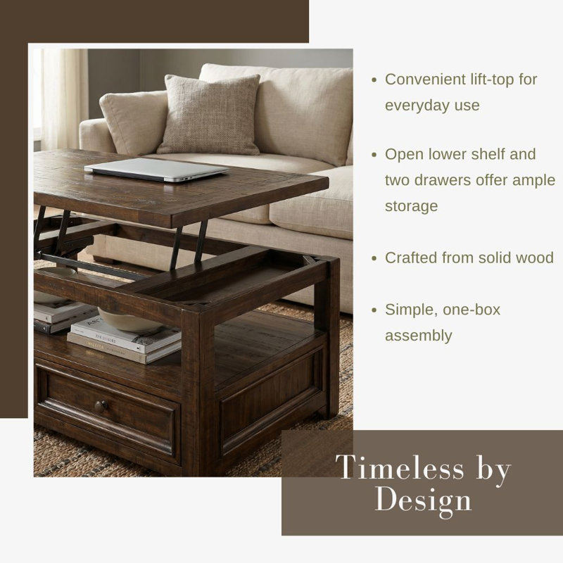 Atlai Solid Wood Lift-Top Coffee Table with Storage