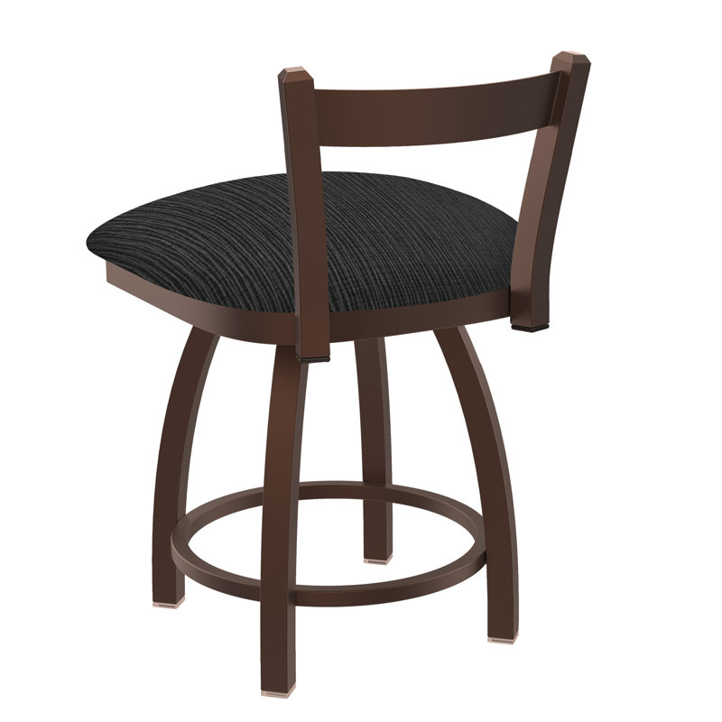 Tabouret de coiffeuse en métal Catalina, Tissu graphique charbon, Bronze
