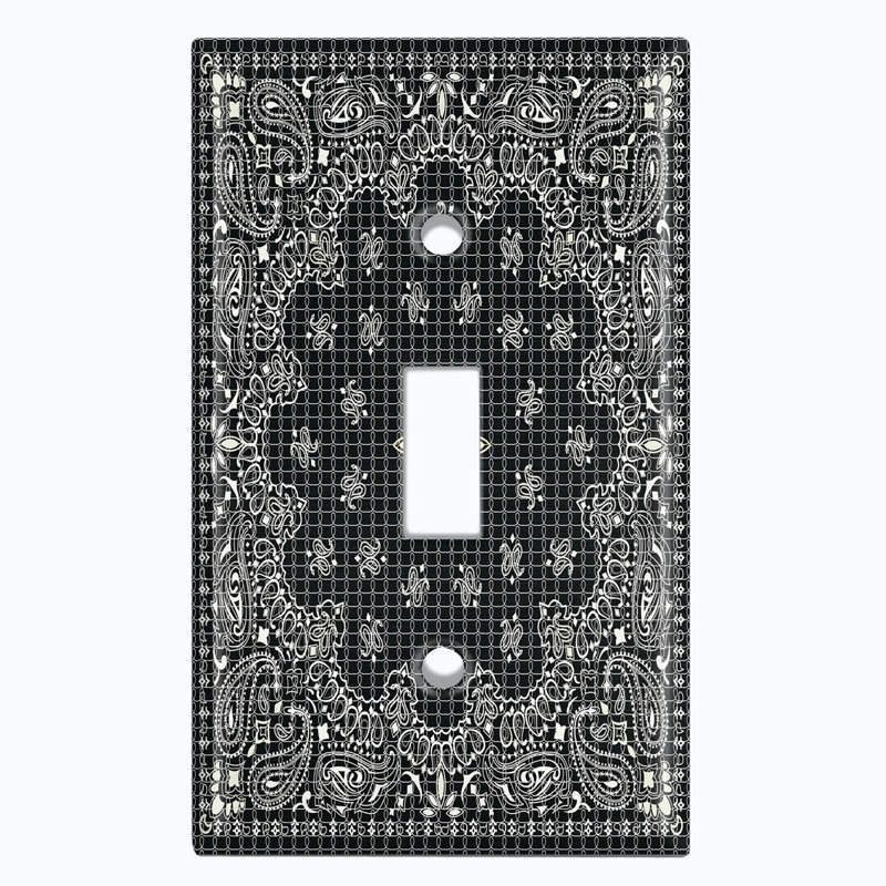 Patterned 1 - Gang Toggle Light Switch Standard Wall Plate, Black