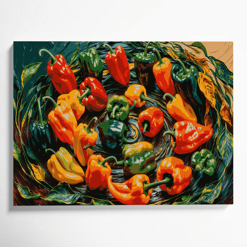 Légumes, poivre et art mural brun sur toile Habanero, H 11 po x l 14 po