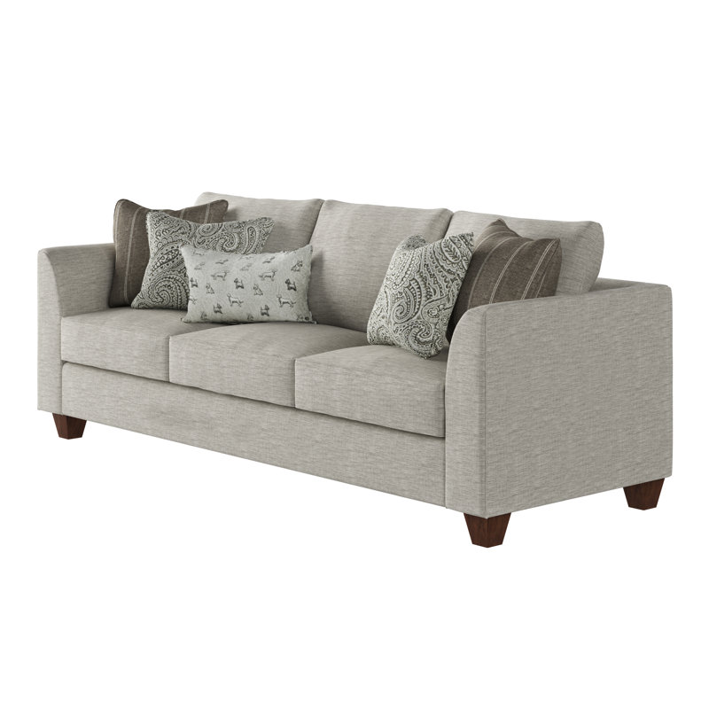 94" Flared Arm Sofa with Reversible Cushion, Grey/Brown Polypropylene