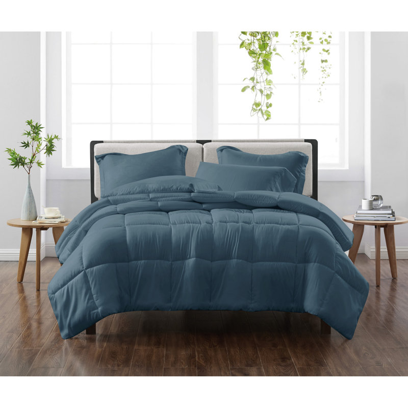 Polyester Ring Stitch Comforter, Twin XL Comforter + 1 Sham, Dark Blue