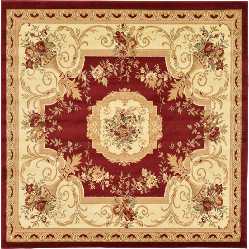 Debora Oriental Area Rug, Square 6'1", Burgundy
