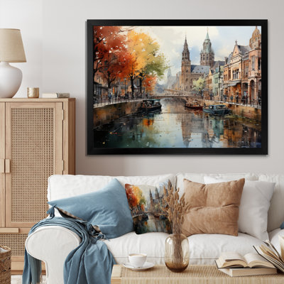 Paysage urbain de Beige Canal Urban Reflections - impression
