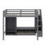 Structure de lit double pleine grandeur avec table de rangement basse, garde-robe et escalier de rangement-1168579769