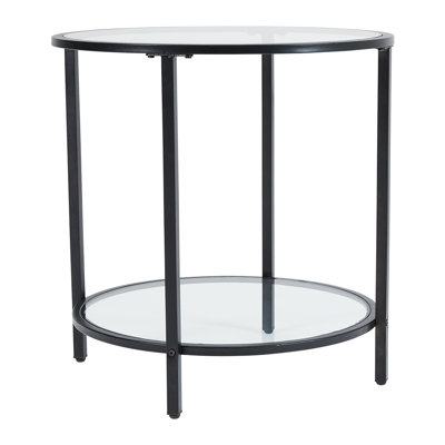 Round Black Glass Side Table