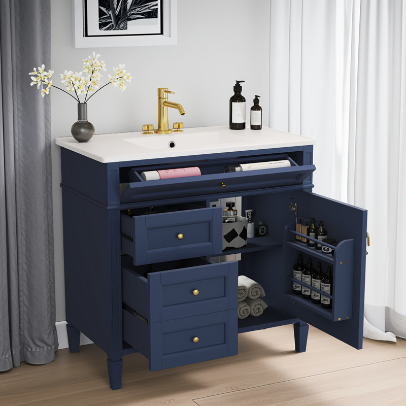 Meuble-lavabo simple 36 po - évier supérieur + armoire de rangement 36 po