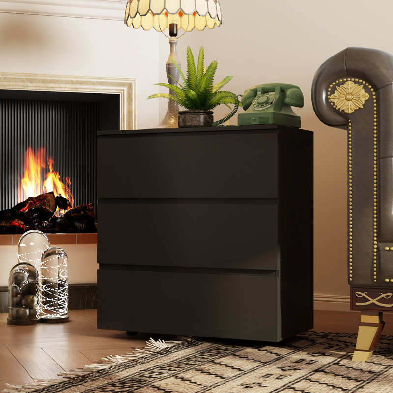 32.9 INCH H Modern 3-Drawer End Table With Handleless Front, Compact Design & Multiple Finishes – Versatile Nightstand Or Side Cabinet