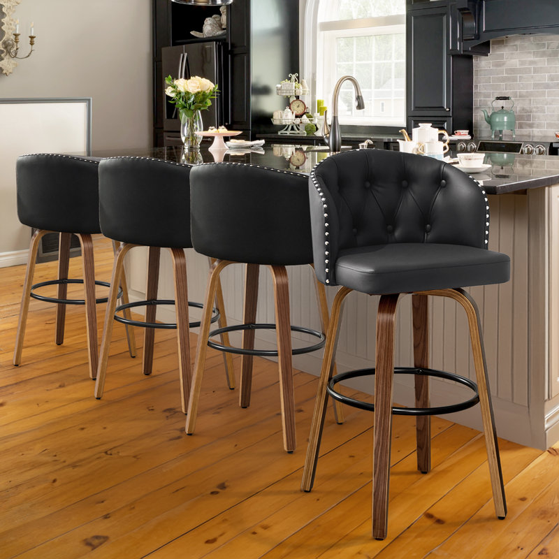 Tabouret de bar et de comptoir pivotant, Noir, Bar Stool (28.2” Seat Height) 