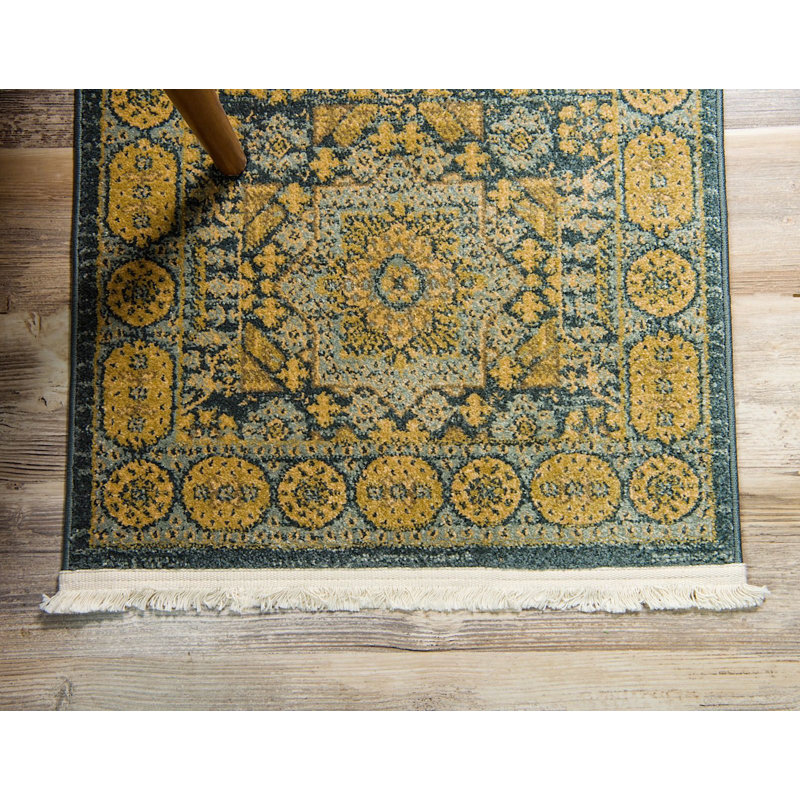 Tapis à motif oriental jaune Palazzo, Rectangle 2 pi x 3 pi