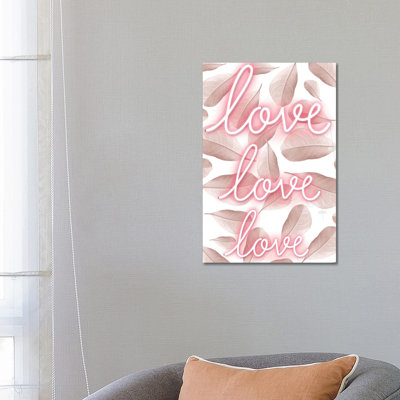 Love Pink Neon Light by Kiki C Landon - Wrapped Canvas Print