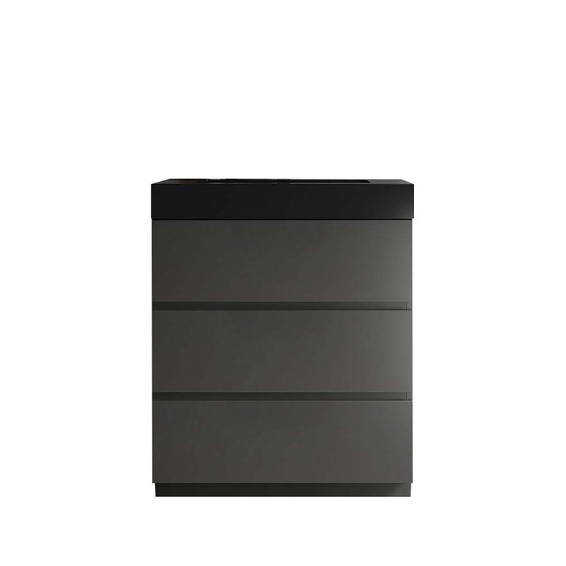 Ensemble de meuble-lavabo simple 30 po, Noir / gris