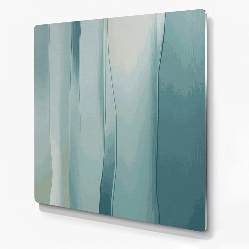Art mural abstrait en métal bleu 36, H 16 po x l 16 po