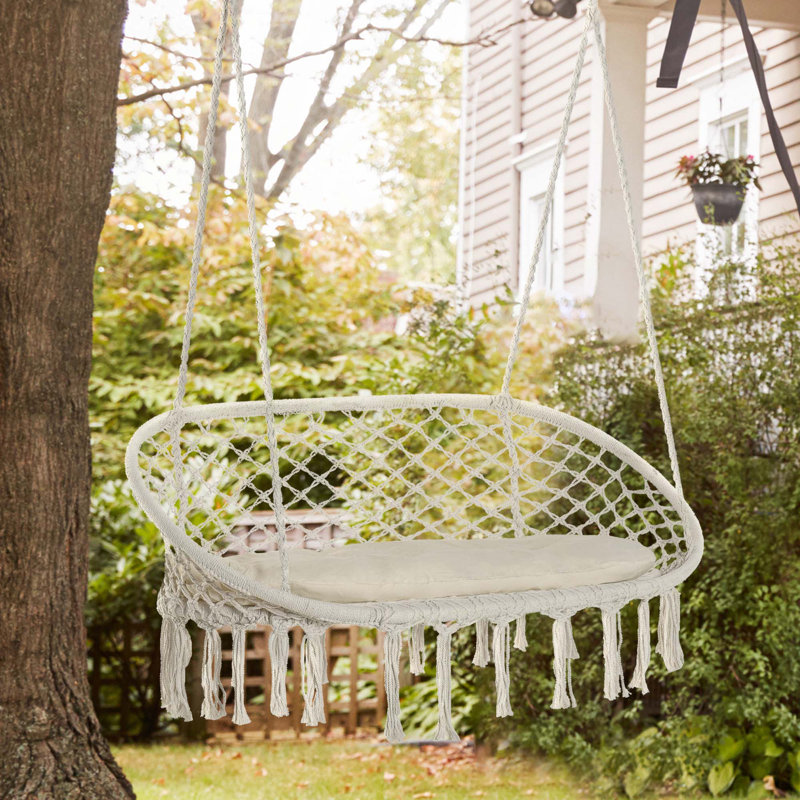 Balancelle en macramé pour 2 personnes Outsunny, Blanc