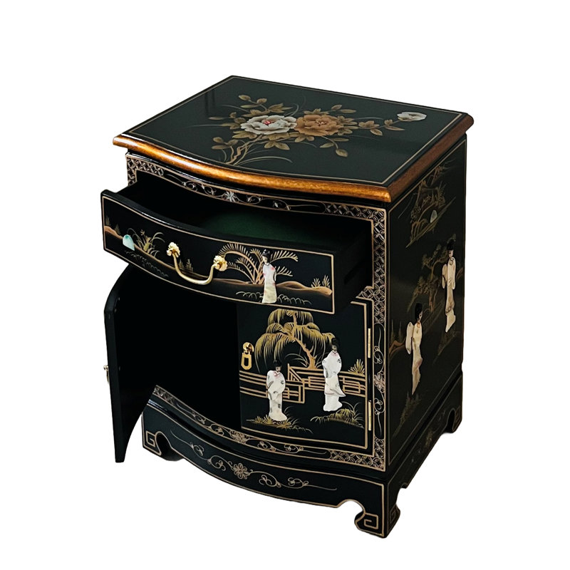 Mother of Pearl Hand Painted Side Table Cabinet