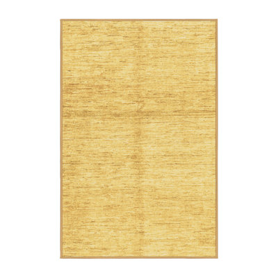 Tapis brun rectangulaire en laine et polyester à motif abstrait tissé à la machine 6 pi x 9 pi