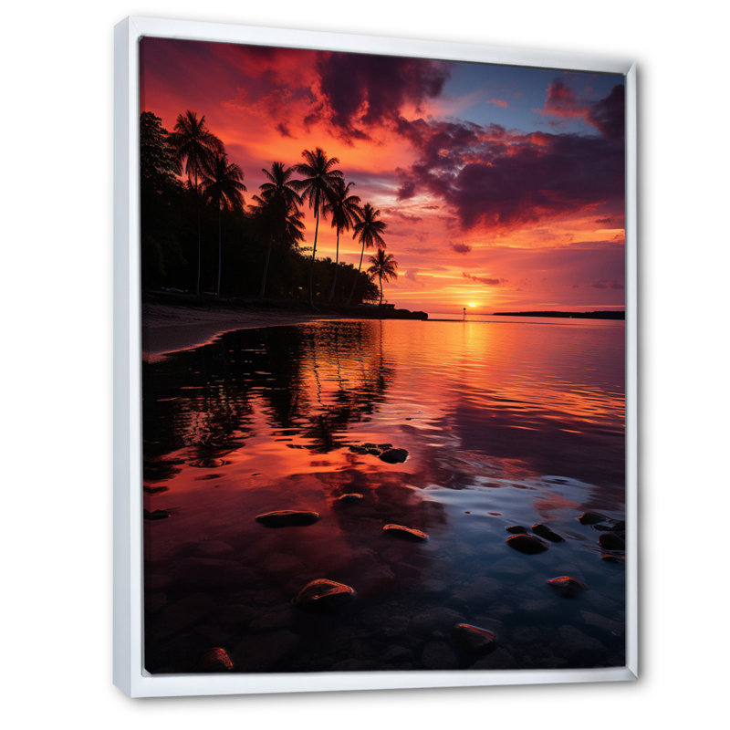 Dominicain Tropical Sunset Reflections II - Nautique et plage, impressions sur toile, H 32 po x l 16 po x P 1 po