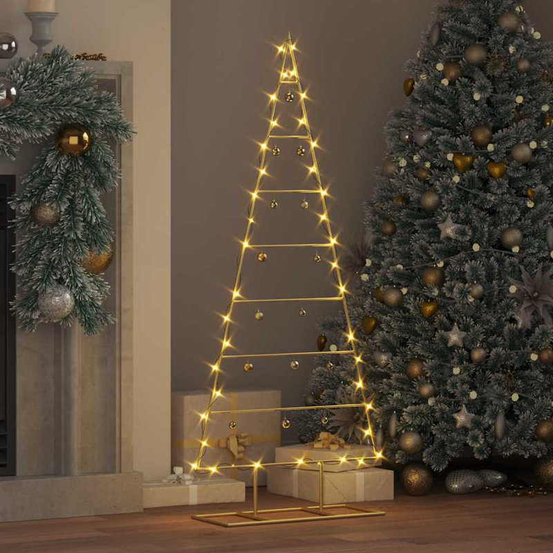  Metal Christmas Tree with Stand steel, 4.1' H, Gold