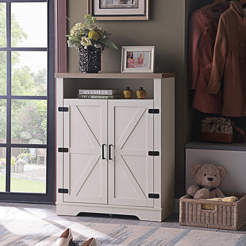 Armoire décorative, armoire de rangement pour chaussures à 6 niveaux, armoire de rangement pour chaussures Farmhouse avec tablette réglable
