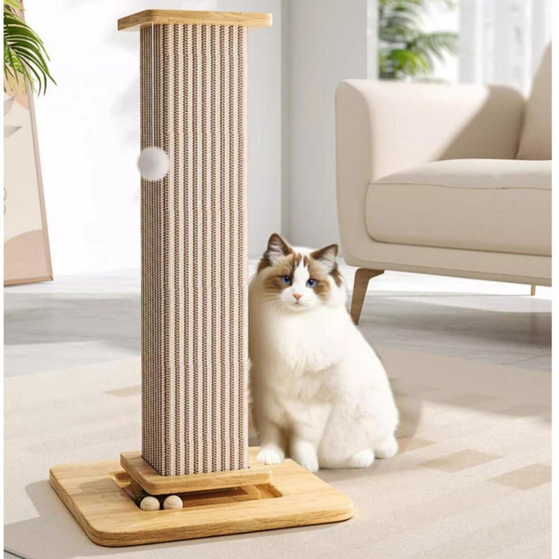 Tour à chat en sisal multi-amusante avec boules de jouet - idéale pour la chambre à coucher et le salon, pour gratter, grimper et faire la sieste