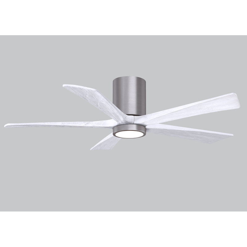Irene 5 - Blade LED Ceiling Fan with Light Kit Included, Matte White, Brushed Pewter, 52"