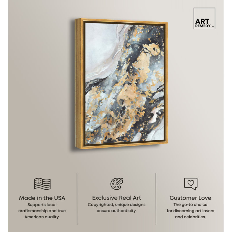 Gold Framed Abstract Canvas Wall Art, 30" x 20"