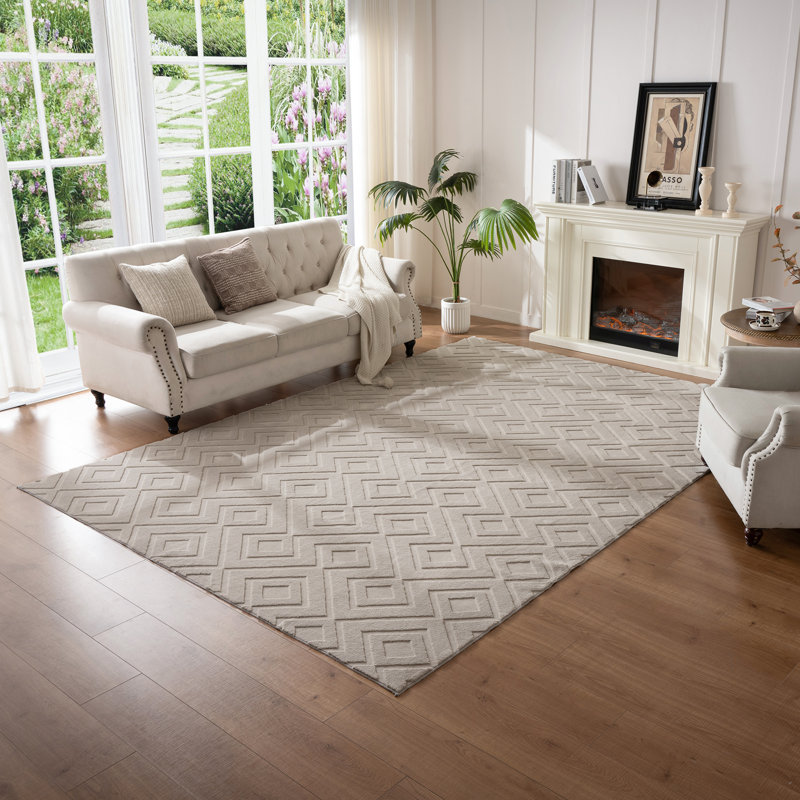 Tapis à motifs géométriques lavables à la machine - Tapis doux avec envers antidérapant pour le salon, la chambre à coucher, le bureau