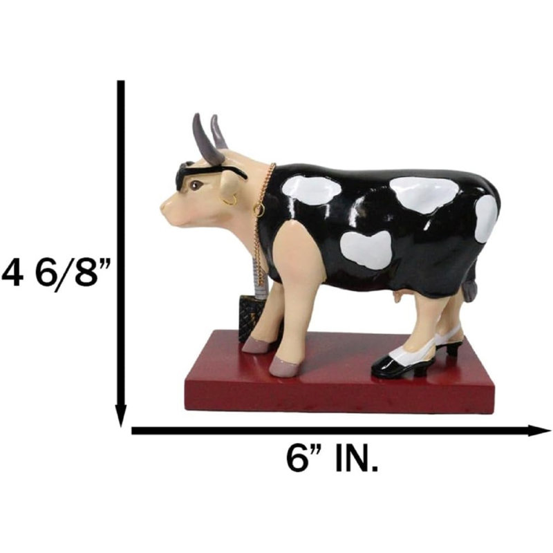 Figurine de collection Cow Parade, déesse de la mode, un taureau avec sac à main noir