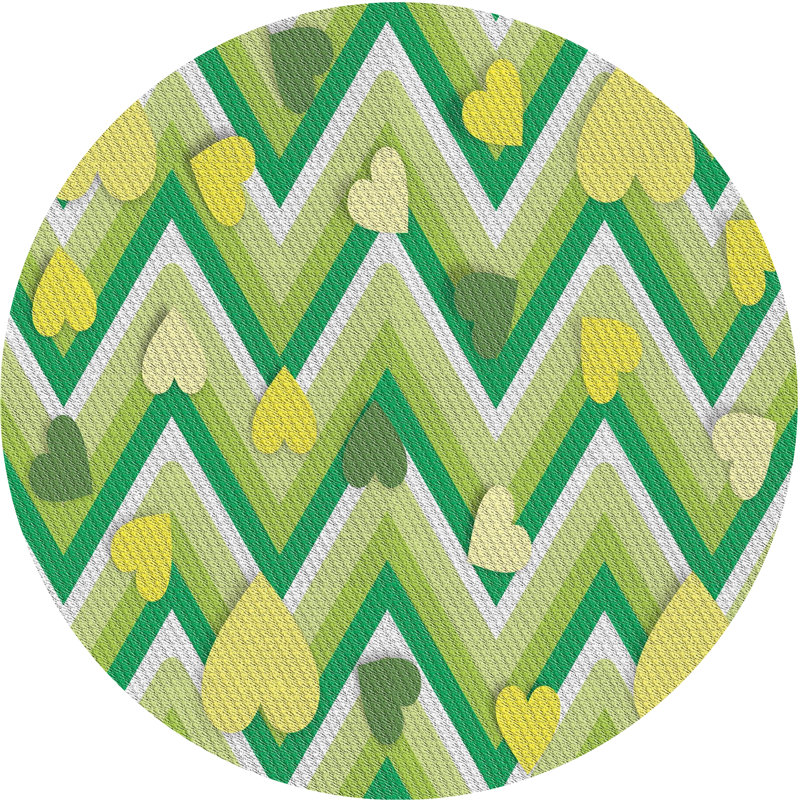 Tapis jaune/vert à motifs Diya, Rond 4 pi