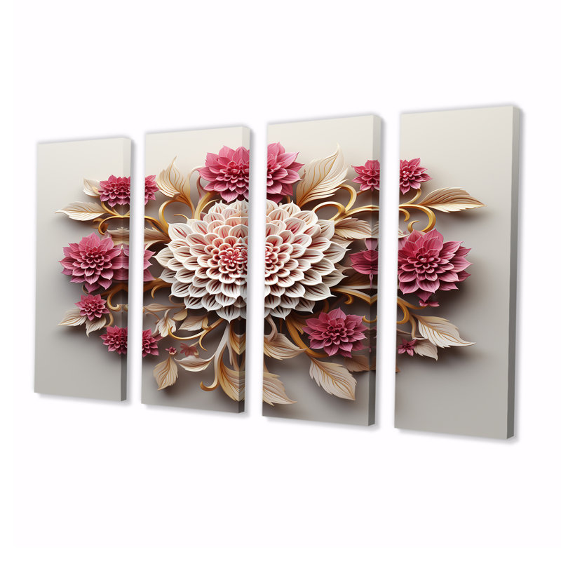Nash - Dahlia, ensemble de 4 décorations murales, H 28 po x l 48 po