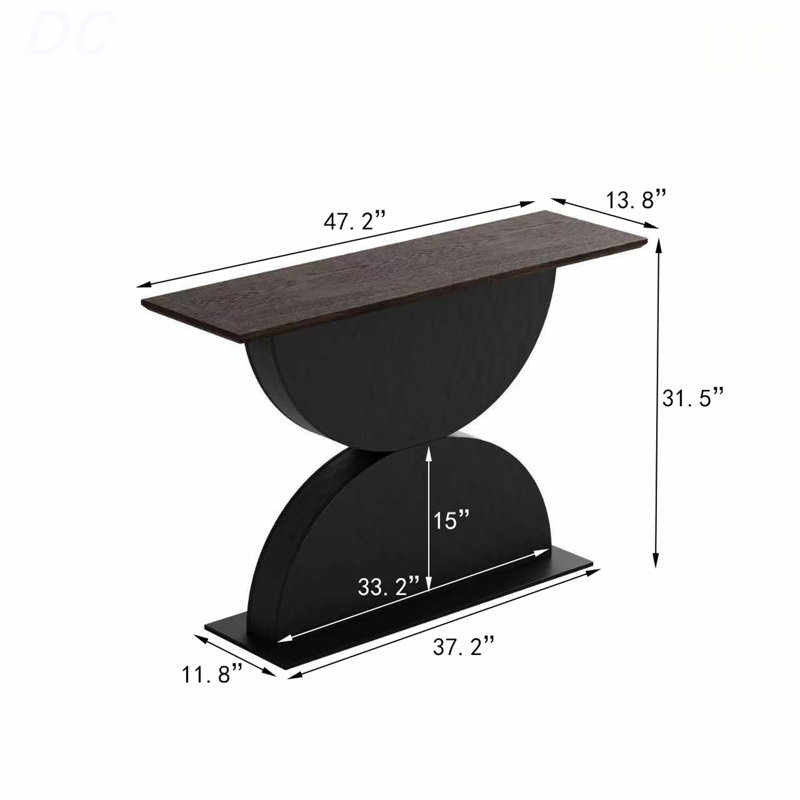 Table d'appoint 47 po à DEL moderne avec texture martelée 3D - canapé noir noyer pour l'entrée du salon