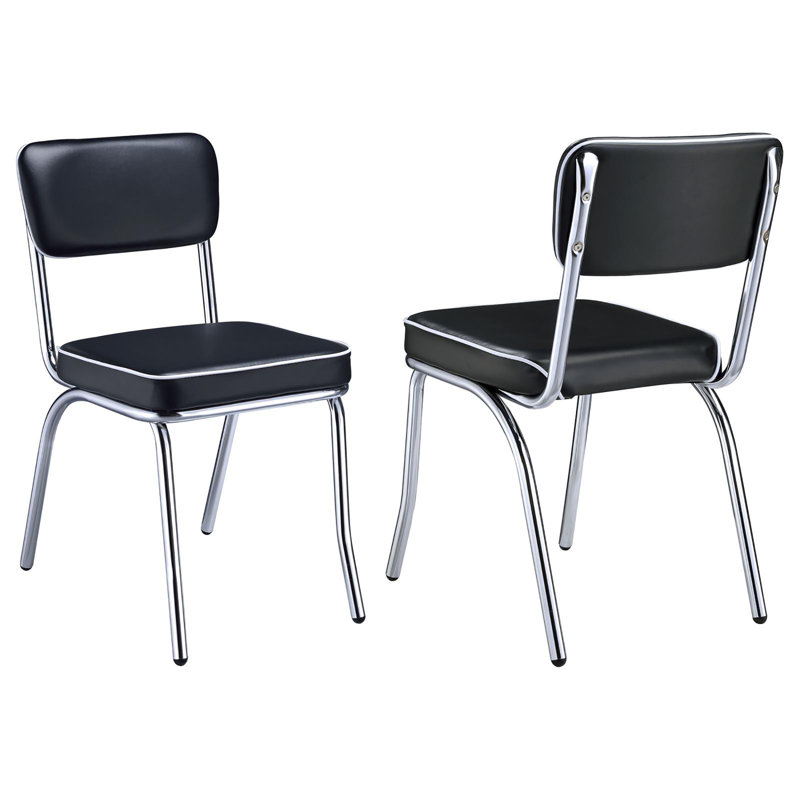 Ensemble de chaises d'appoint noires et chromées (ensemble de 2), Noir