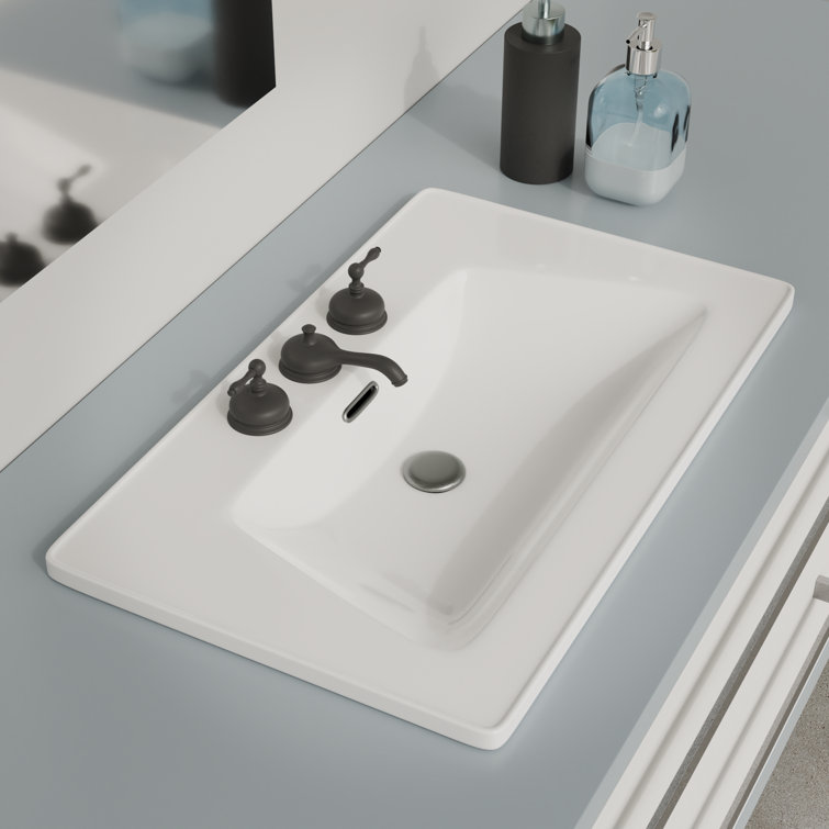 The Renovators Supply Inc. 19.68'' Gloss Porcelain Rectangular Bathroom Sink with Overflow