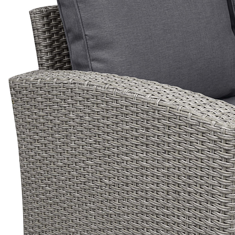Ensemble de conversation modulaire en rotin 5 pièces avec coussins, Gris, Gris foncé