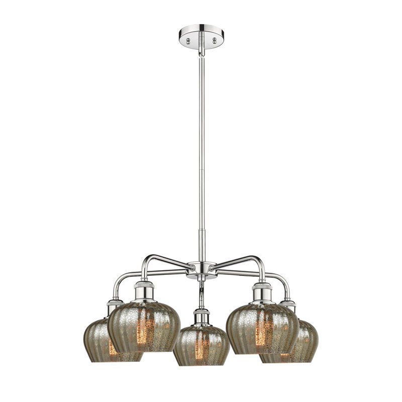 Lustre bol 5 lumières Calnie, Mercurisé, Chrome poli