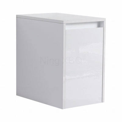 12" Bathroom Side Cabinet, Soft Close Doors, Float Mounting Design, Glossy White,(Kd-Packing)
