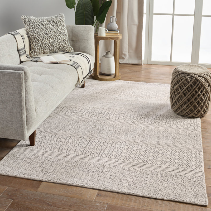 Tapis avoine en laine noué à la main Aalia, Rectangle 6 pi x 9 pi