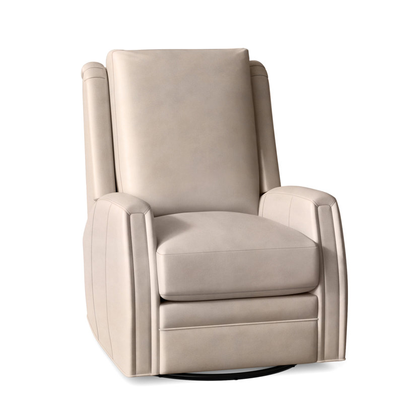 Lockhart Recliner, Swivel Glider with Manual Recline & Inside Release, Alpine Dark Grey Genuine Leather, No Nailhead